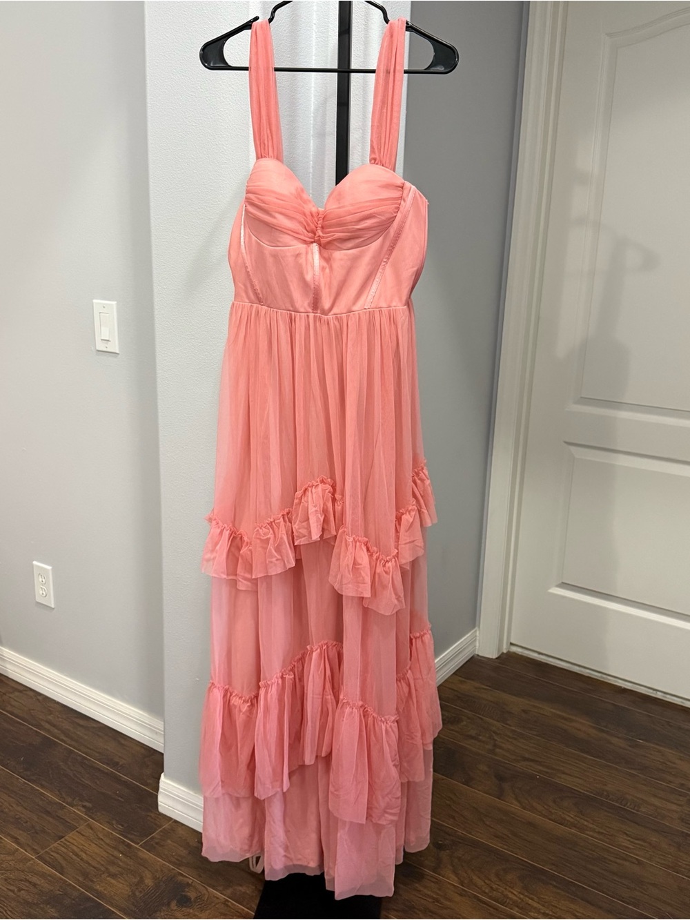 Lulus Pink Mesh Off-the-Shoulder Stunning Personality Maxi Dress Size Large - Picture 2 of 7